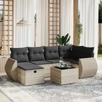 Set Divani da Giardino 7pz con Cuscini Grigio Chiaro Polyrattan 3264118