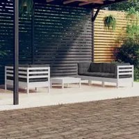 Set Divani da Giardino 6 pz con Cuscini Antracite Legno di Pino cod mxl 50378