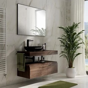 Mobile da bagno sotto lavabo Step noce L 100.3 x H 30 x P 46 cm 2 cassetti, lavabo non incluso