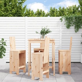Set bar da giardino 5 pz in legno massello di pino