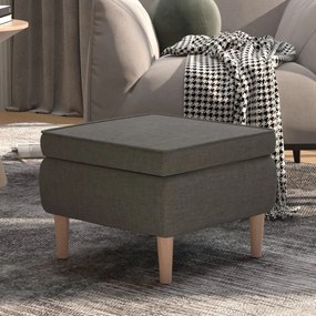 Poggiapiedi Con Gambe İn Legno Grigio Scuro İn Tessuto /