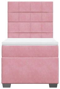 Giroletto a molle con materasso rosa 80x200 cm in velluto