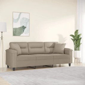 Divano A 3 Posti Con Cuscini Tortora 180 Cm Tessuto Microfibra /