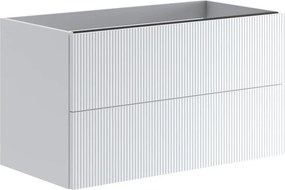 Cassettiera Opera con 2 cassetti, cannettato laccato opaco bianco L89,5 H50 P45,5 cm