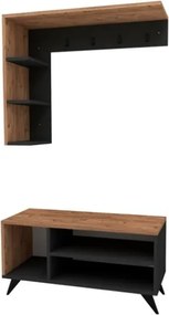 Mobile Ingresso Ad Angolo Con Appendiabiti E Scarpiera Effetto Legno E Antracite Samle