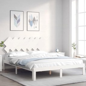 Letto Senza Materasso Bianco 140x190 Cm Legno Massello Di Pino /