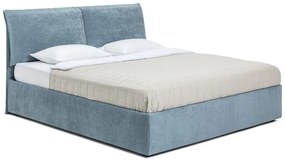 Letto matrimoniale imbottito blu con contenitore e rete inclusi 180x200 cm Thessa Pillow – Bonami Selection