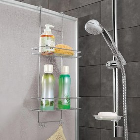 Mensola da bagno da appendere/senza foratura color argento lucido in acciaio Luxy – Metaltex