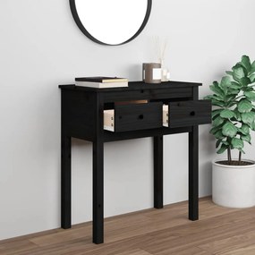 Tavolo consolle nero 70x35x75 cm in legno massello di pino
