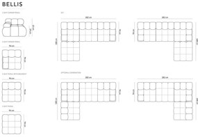 Divano angolare componibile beige (con composizione variabile) con rivestimento in velluto Bellis – Micadoni