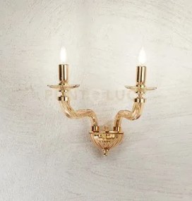 Applique villa 2 luci ambra e oro  attacco e14