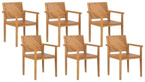 Set 6 sedie da giardino legno di acacia chiaro BARATTI Beliani