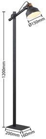 Lindby Nefeli piantana con dettagli legno, 1 luce
