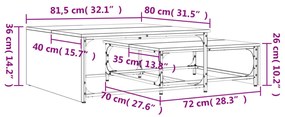 Tavolini Impilabili 2pz Grigio Sonoma in Multistrato e Metallo