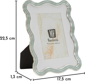 Cornice azzurra/argentata in metallo/in vetro verticale con sostegno 17,5x22,5 cm Elizabeth – Mauro Ferretti