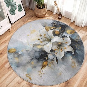 Tappeto rotondo blu/grigio lavabile ø 120 cm Golden Lilly – Mila Home