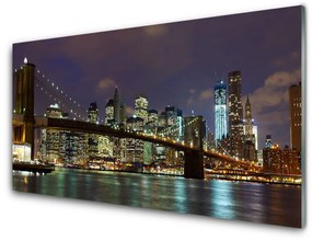 Quadro vetro acrilico Città di architettura del ponte 100x50 cm