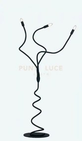 Piantana lover nera 3 luci attacco e14 120x165cm in metallo e silic...