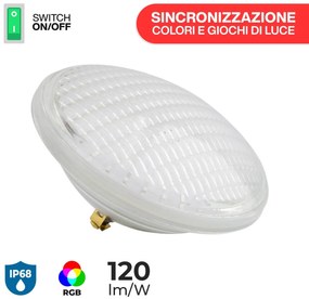 Lampada LED PAR56 18W 12VAC RGB Multicolore Non Richiede Telecomando Colore RGB