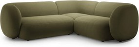 Divano angolare verde (con penisola a destra/a L) con rivestimento in velluto Kate – Micadoni