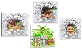 Set di quadri – Giungla piena di animali