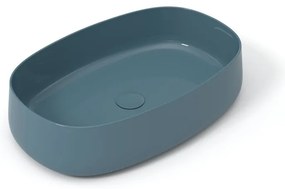 Lavabo da appoggio Wave OLYMPIA CERAMICA ovale in ceramica L 60 x H 14 x P 40 cm petrolio piletta non inclusa