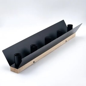 Plafoniera ESME 5xE27/15W/230V nero/quercia