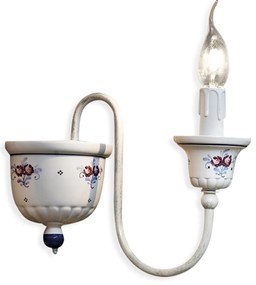 Applique Classica Sanremo Metallo E Ceramica Bianco Sfumato Argento 1 Luce E14