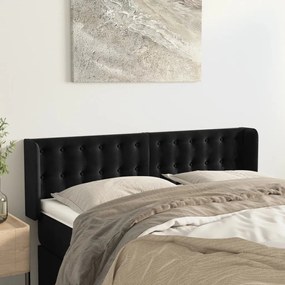 Testiera Ad Orecchio Nera 147x16x78/88 Cm İn Velluto /
