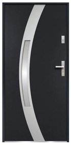 Porta d'ingresso apertura verso sinistra H207 x L100 cm in Acciaio smaltato e Inox Antracite - TROFA