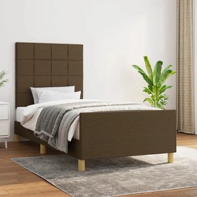 Giroletto Senza Materasso Marrone Scuro 90x190 Cm Tessuto /