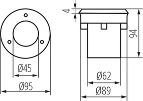Kanlux 18193 - Lampada LED da incasso calpestabile per esterni GORDO LED/1W/230V Ø 9,5 cm IP67 in acciaio inox