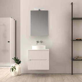 Mobile bagno sospeso  bianco opaco 60 cm cannettato Palermo