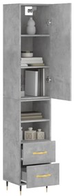 Credenza grigio cemento 34,5x34x180 cm in legno multistrato