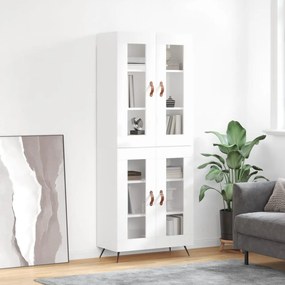 Credenza Bianco Lucido 69,5x34x180 Cm İn Legno Multistrato /