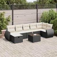 Set Divani da Giardino con Cuscini 8 pz Nero in Polyrattan 3325612