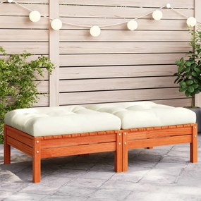 Poggiapiedi Giardino Con Cuscini 2pz Marrone Cera Massello Pino /