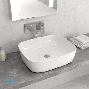 Lavabo D'Appoggio Da 49,5x39,5 Finitura Bianco Lucido