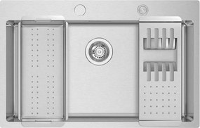 Lavello sopratop 1 vasca in inox grigio RODI Box Lux 76 L 50.5 x L 79 cm, tagliere incluso